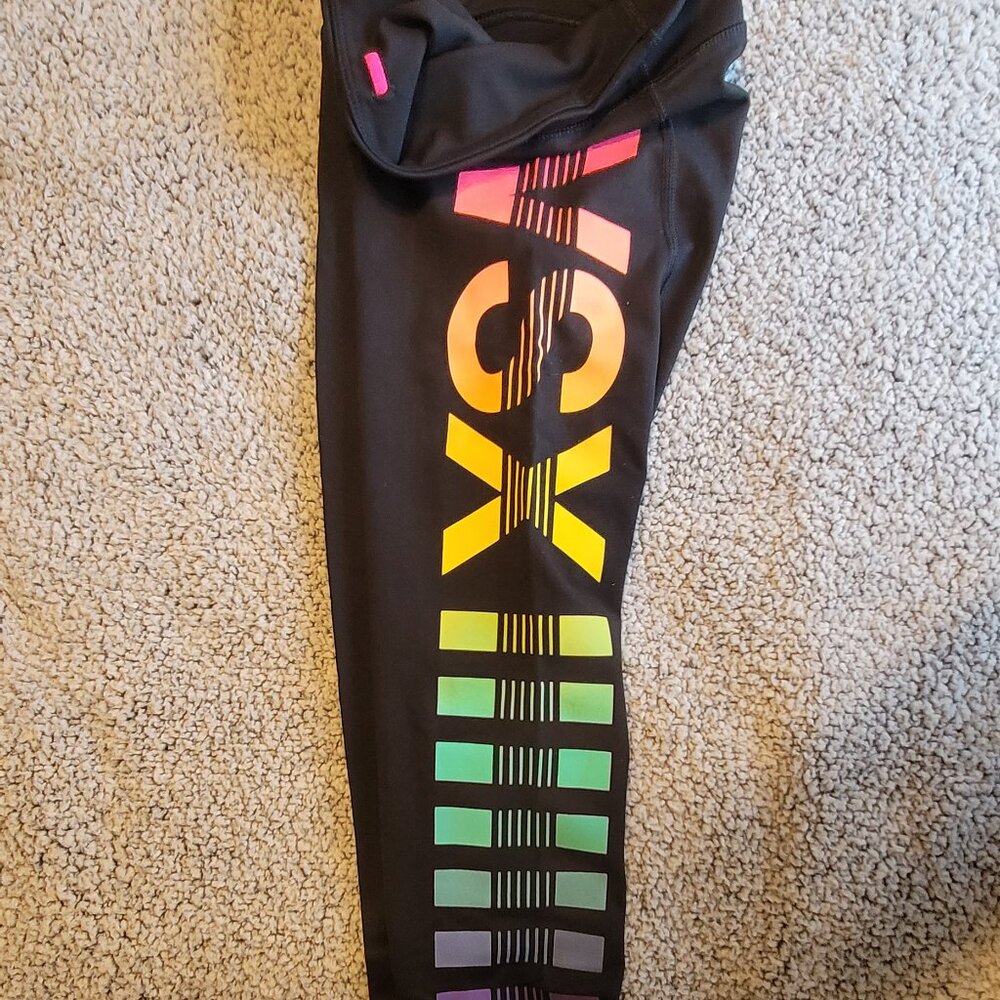Victoria's Secret Sport XS Black workout leggings with rainbow VSX logo